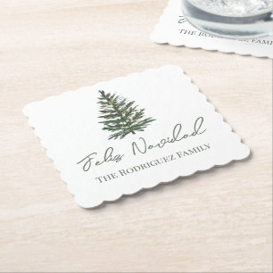 Posavasos De Papel Feliz Navidad y luces