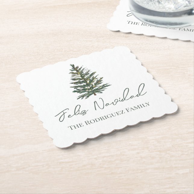 Posavasos De Papel Feliz Navidad y luces (En perspectiva)