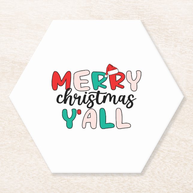 Posavasos De Papel Feliz Navidad Y'all (Anverso)
