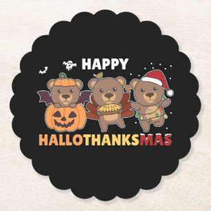 Posavasos De Papel Feliz oso de los Navidades de osos de Hallothanksm