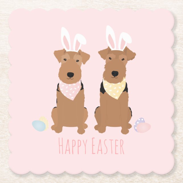 Posavasos De Papel Feliz Pascua a los Terriers de Gales Gales Perros  (Anverso)