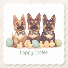 Posavasos De Papel Feliz Pascua Perros Pastor Alemán