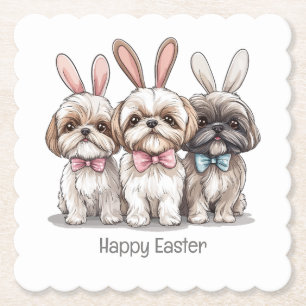 Posavasos De Papel Feliz Pascua Perros Shih Tzu