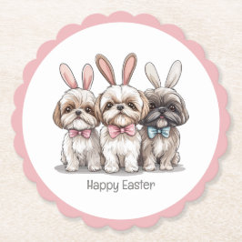 Posavasos De Papel Feliz Pascua Shih Tzu Dogs