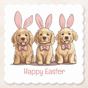 Posavasos De Papel Feliz recuperación de oro de Pascua dogs orejas de