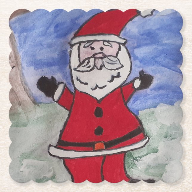 Posavasos De Papel Feliz Santa Papel Coaster (Anverso)