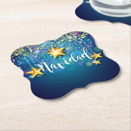 Posavasos De Papel Felize Navidad Gold Stars Navidades