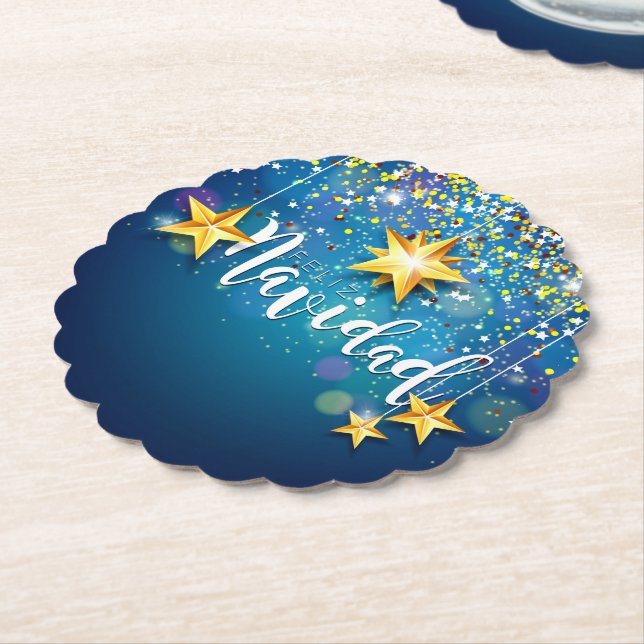 Posavasos De Papel Felize Navidad Gold Stars Navidades (En perspectiva)