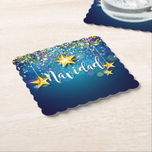 Posavasos De Papel Felize Navidad Gold Stars Navidades