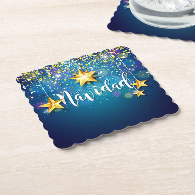 Posavasos De Papel Felize Navidad Gold Stars Navidades (En perspectiva)