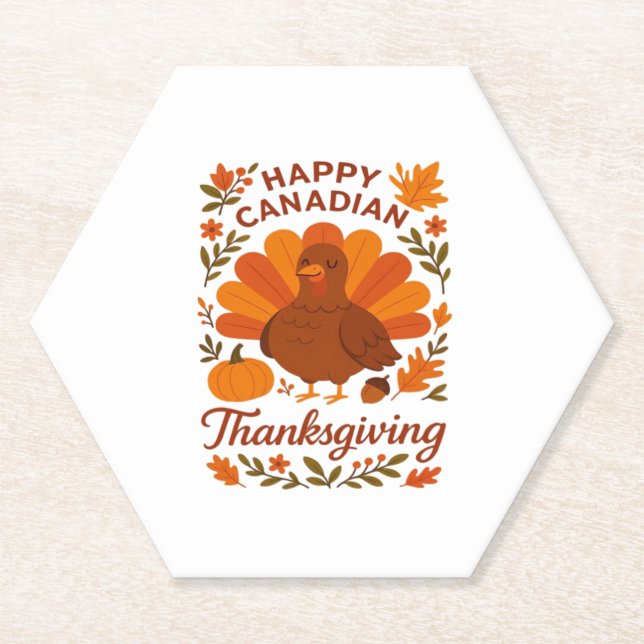 Posavasos De Papel Festival de Acción de Gracias Canadiense de Otoño  (Anverso)