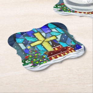 Posavasos De Papel Festividad católica de Snowglobe
