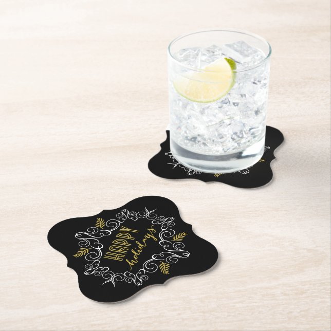 Posavasos De Papel Festividad Foliage Deco Gold Frame Fiesta (In situ)