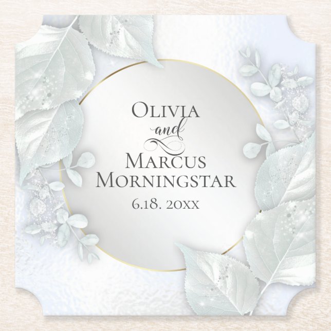 Posavasos De Papel Fiesta Coasters | Icy Blue Shimmer (Anverso)