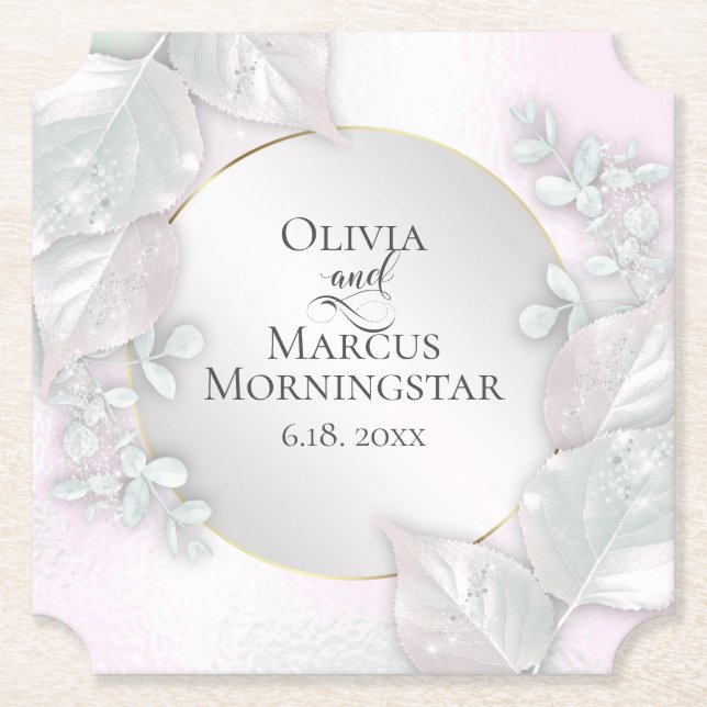 Posavasos De Papel Fiesta Coasters | Wispy Pink Shimmer (Anverso)