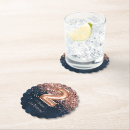 Posavasos De Papel Fiesta de 2º cumpleaños de la Marina Azul de Oro R