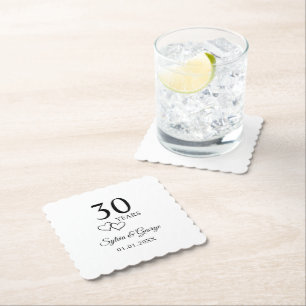 Posavasos De Papel Fiesta de aniversario de bodas número 30 personali