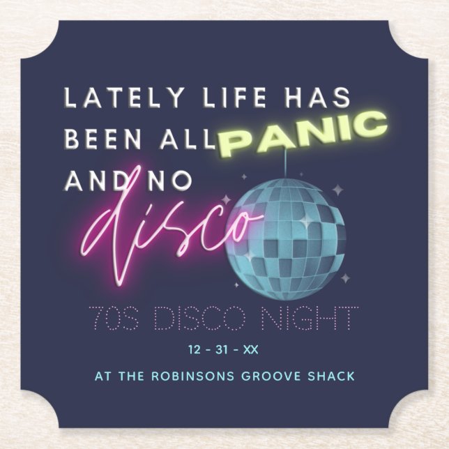 Posavasos De Papel Fiesta de Año Nuevo de los 70 (Anverso)