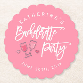 Posavasos De Papel Fiesta De Bachelorritas Rosadas Y Blancas