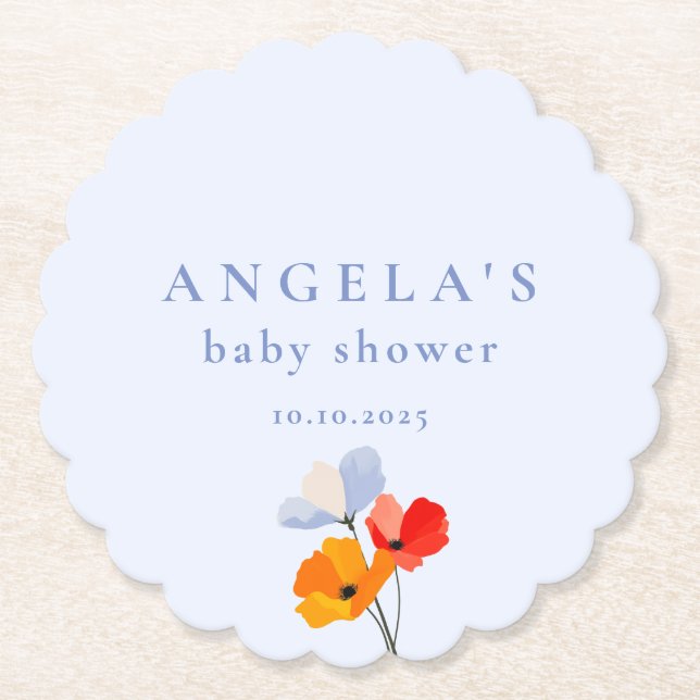 Posavasos De Papel Fiesta de Bebé Amapola de Verano (Anverso)