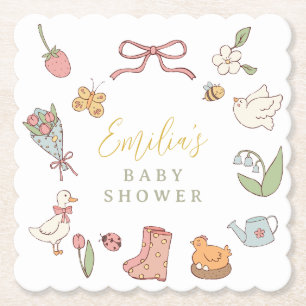 Posavasos De Papel Fiesta de Bebé Jardín de Primavera Animales