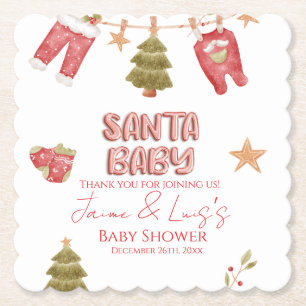 Posavasos De Papel Fiesta de bebé niña de Santa vacaciones  