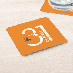 Posavasos De Papel Fiesta de Black Spider Halloween del 31 de octubre