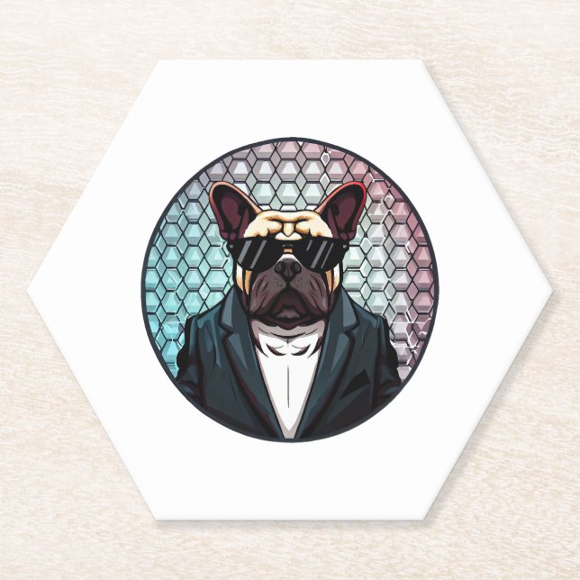 Posavasos De Papel Fiesta de Bulldog francés (Anverso)