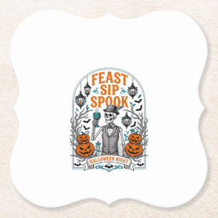Posavasos De Papel Fiesta de Calabaza Esqueleto Halloween Banquete Be