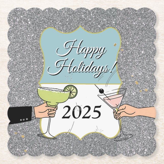 Posavasos De Papel Fiesta de cóctel, conversaciones sofisticadas, beb (Anverso)