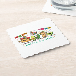 Posavasos De Papel Fiesta de Comida Mexicana Kawaii Adorable - Taco B