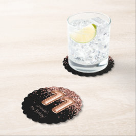 Posavasos De Papel Fiesta de cumpleaños 11 del Rosa Gold Black