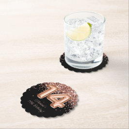 Posavasos De Papel Fiesta de cumpleaños 14 del Rosa Gold Black