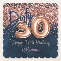 Fiesta de cumpleaños 30 Rose Gold Navy Blue
