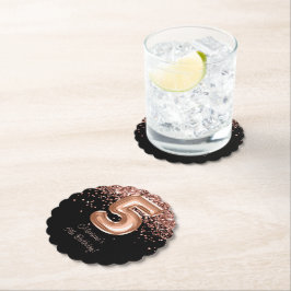 Posavasos De Papel Fiesta de cumpleaños 5 de oro negro Rosa