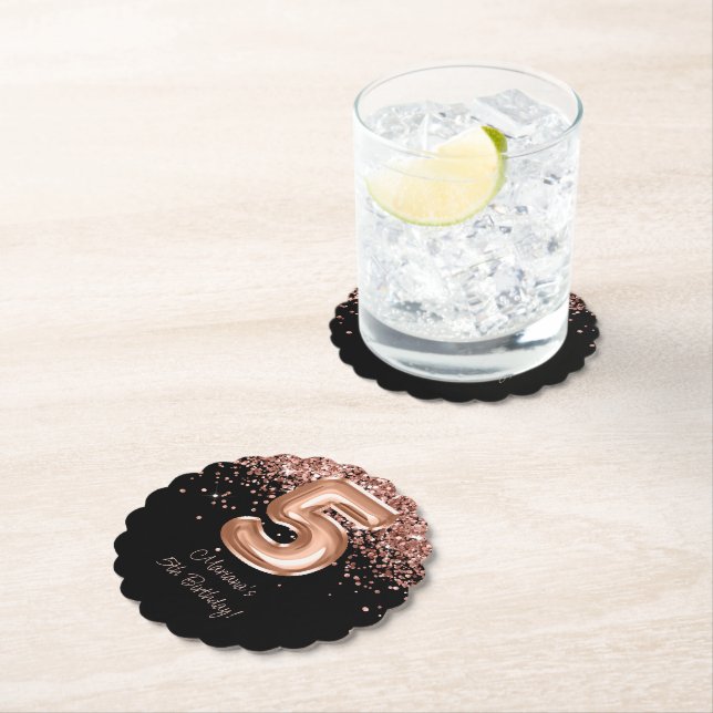 Posavasos De Papel Fiesta de cumpleaños 5 de oro negro Rosa (In situ)