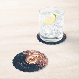 Posavasos De Papel Fiesta de cumpleaños 6 de la Marina Azul de Oro Ro