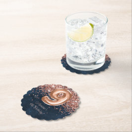 Posavasos De Papel Fiesta de cumpleaños 9 de la Marina Azul de Oro Ro