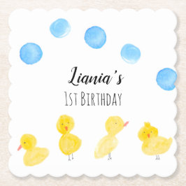 Posavasos De Papel Fiesta de Cumpleaños Acuarela Patitos Adorables 