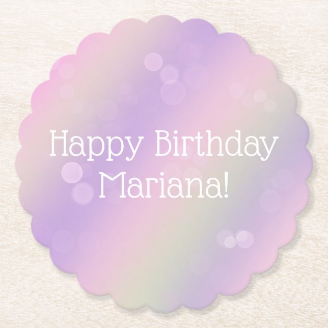 Posavasos De Papel Fiesta de cumpleaños Chica Rainbow Fairy Lights (Anverso)