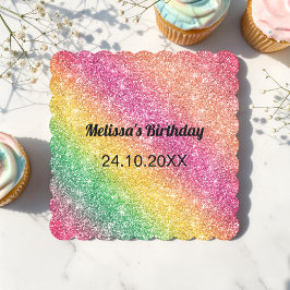 Posavasos De Papel Fiesta de cumpleaños con brillo rosa amarillo