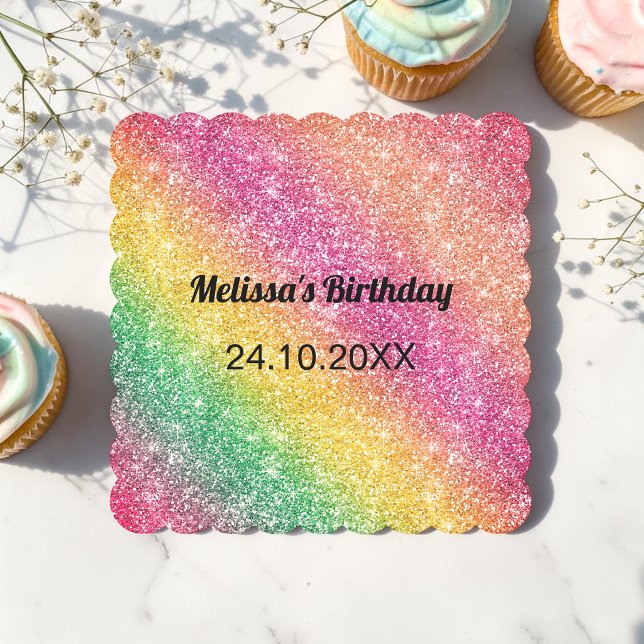 Posavasos De Papel Fiesta de cumpleaños con brillo rosa amarillo (Subido por el creador)