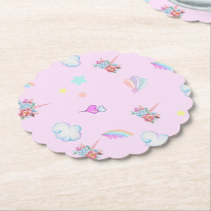 Posavasos De Papel Fiesta de cumpleaños con gradiente de arcoíris de