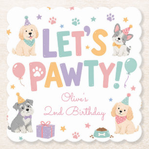 Posavasos De Papel Fiesta de Cumpleaños con Tema de Perrito Let's Paw