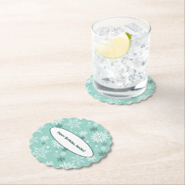 Posavasos De Papel Fiesta de cumpleaños de copo de nieve azul turques
