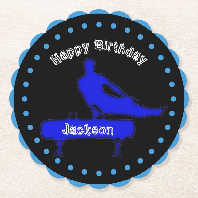 Posavasos De Papel Fiesta de cumpleaños de gimnasia para niños   (Anverso)
