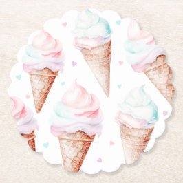 Posavasos De Papel fiesta de cumpleaños de helado chica