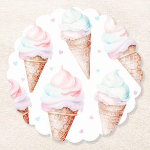 Posavasos De Papel fiesta de cumpleaños de helado chica