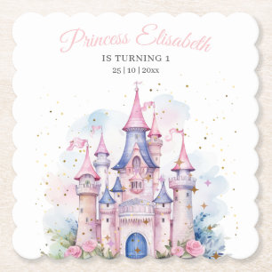 Posavasos De Papel Fiesta de Cumpleaños de Princesa, Castillo de Prin