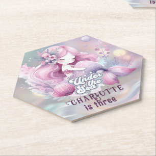 Posavasos De Papel Fiesta de cumpleaños de sirena mágica para niños